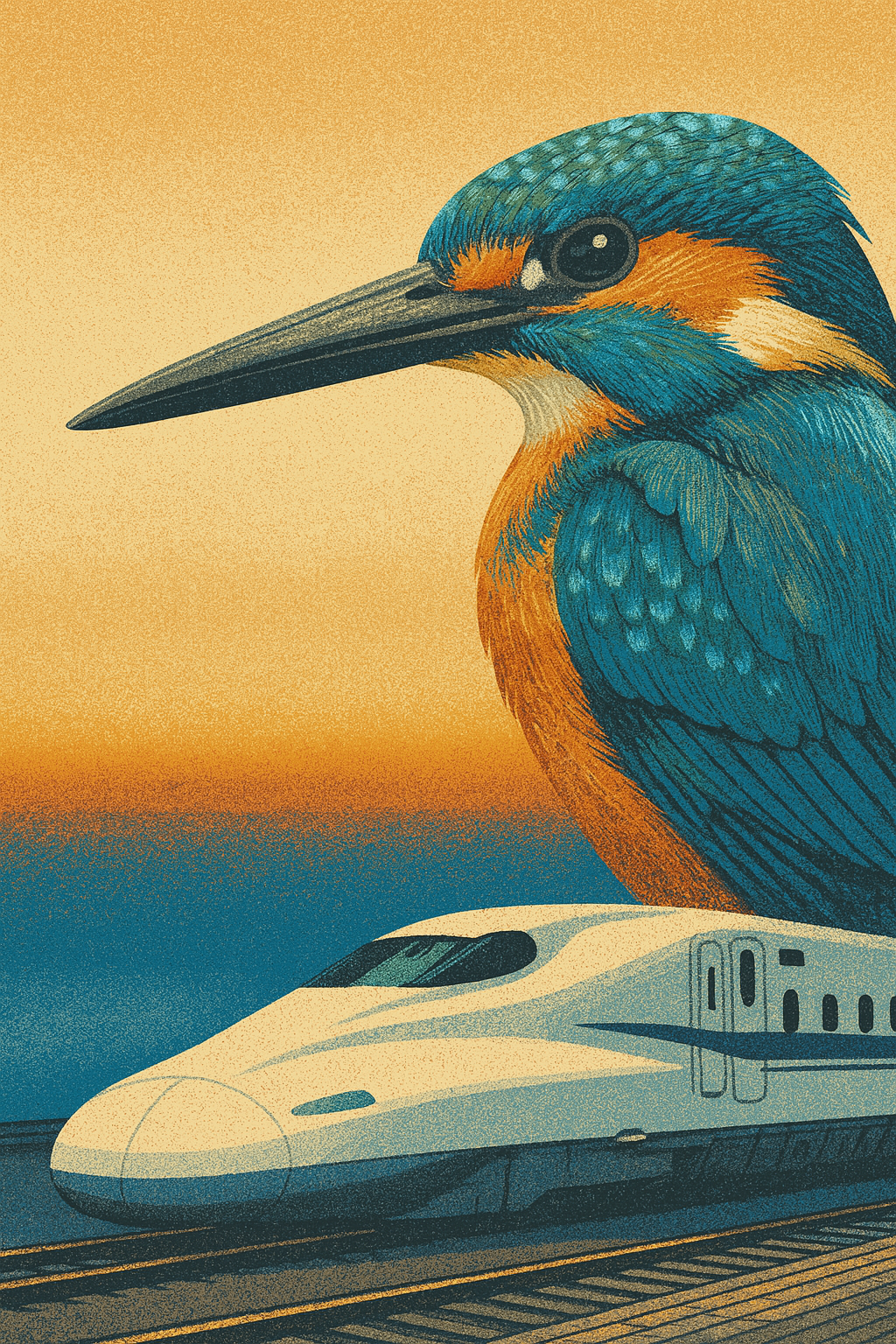 Kingfisher diving and bullet train nose shape comparison