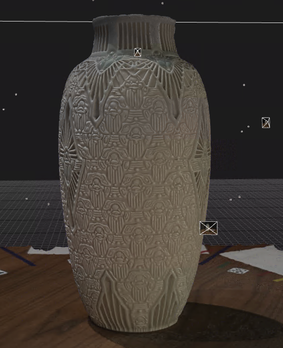 Successful 3D scan showing complete, high-resolution data with all scarab details intact