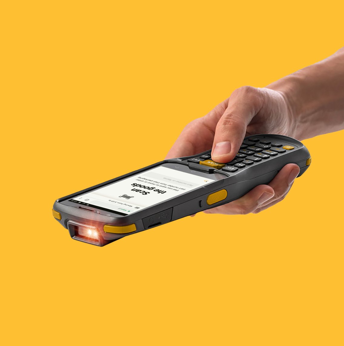 Handheld barcode scanner for warehouse operations