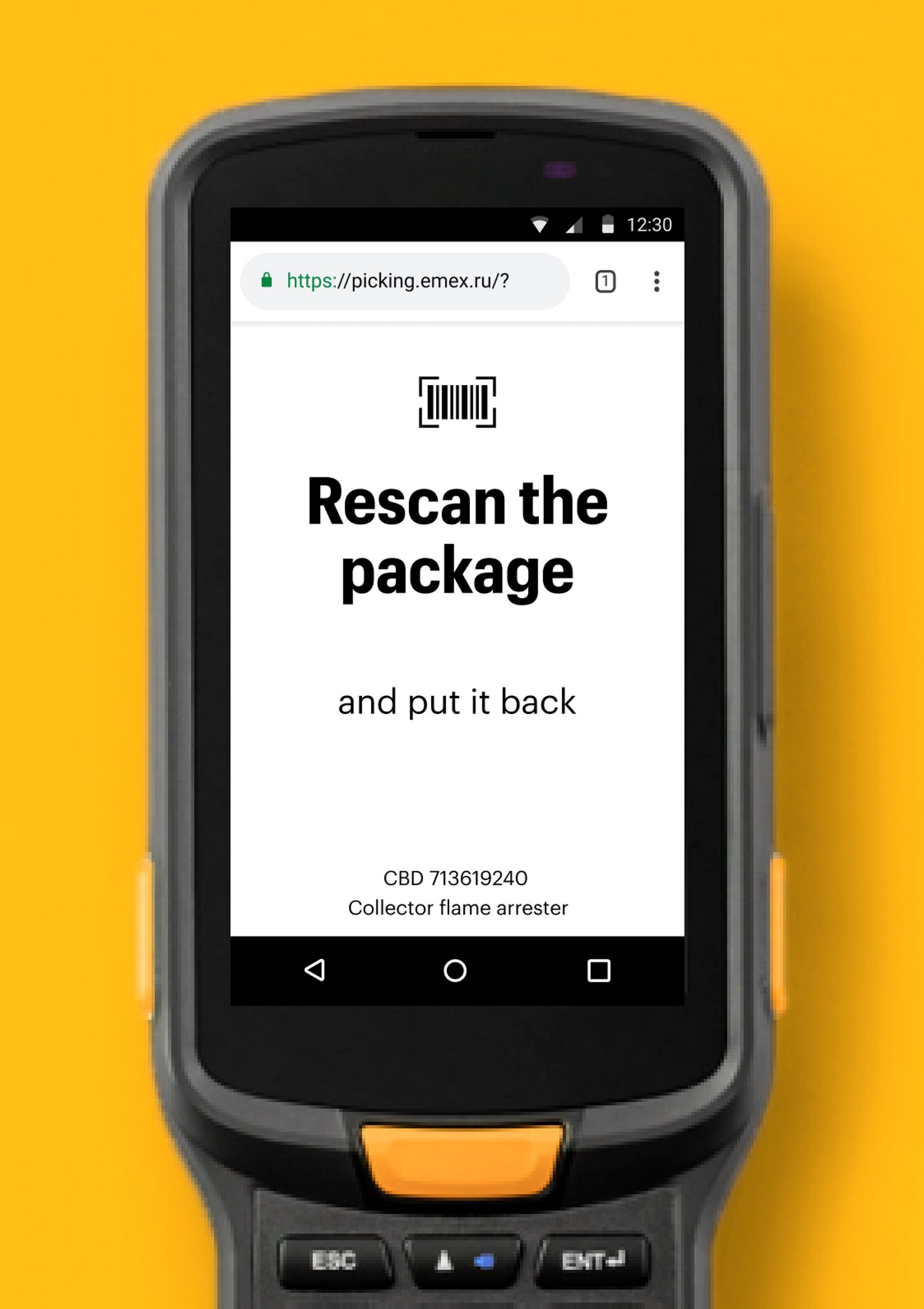 Scanning a parcel in the Emex design system 3