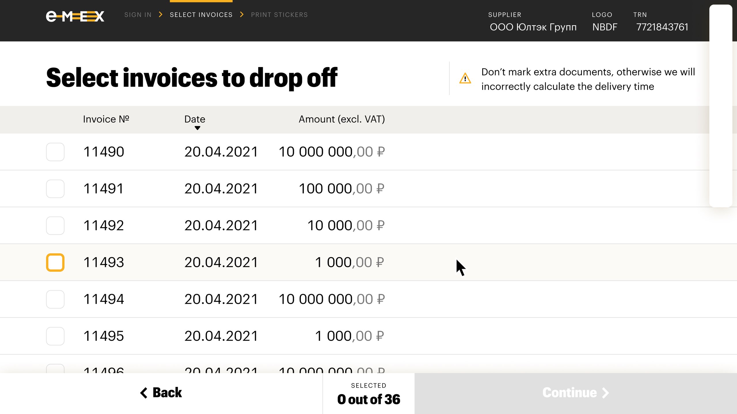 select-invoices