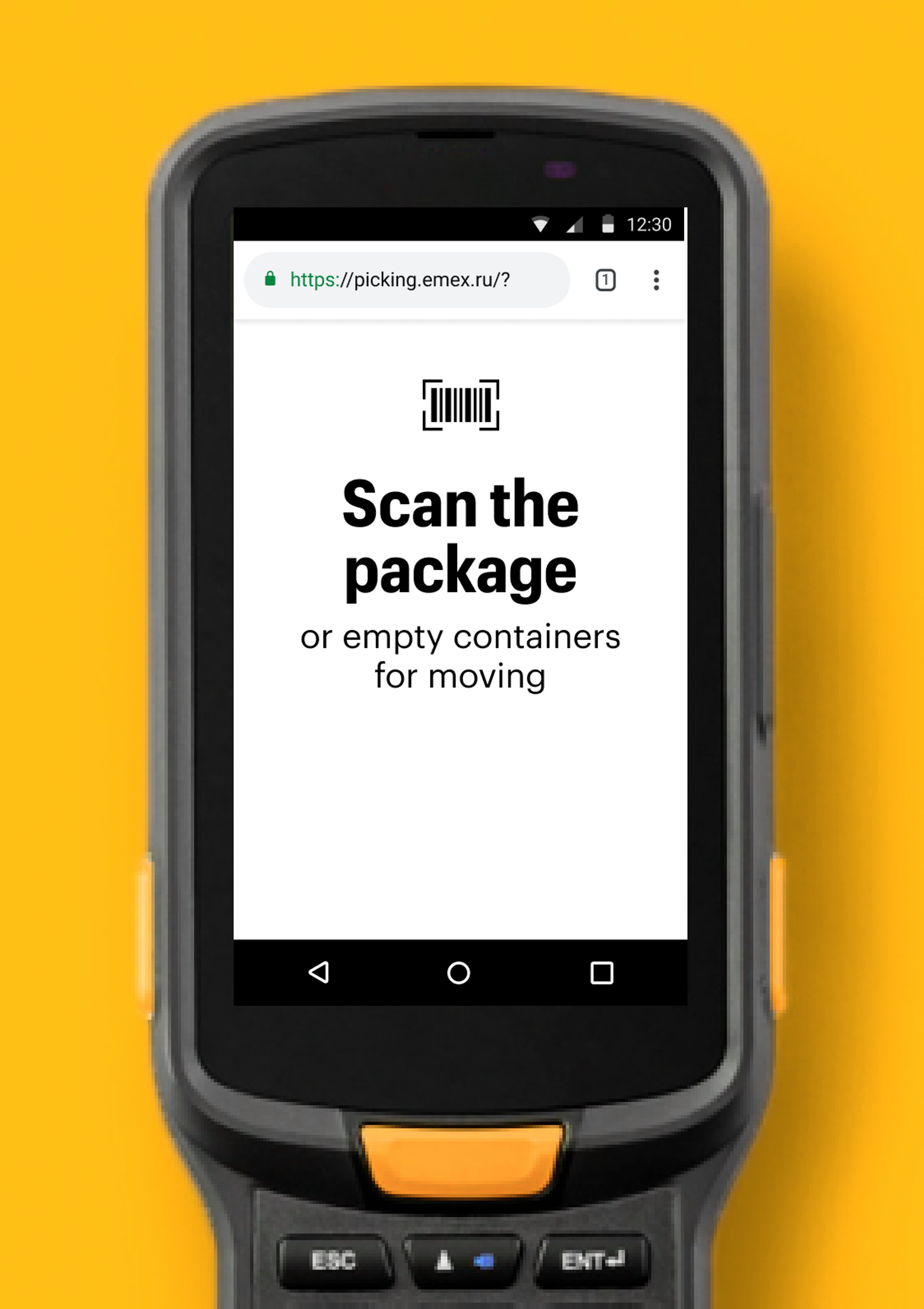 Scanning a parcel in the Emex design system 2