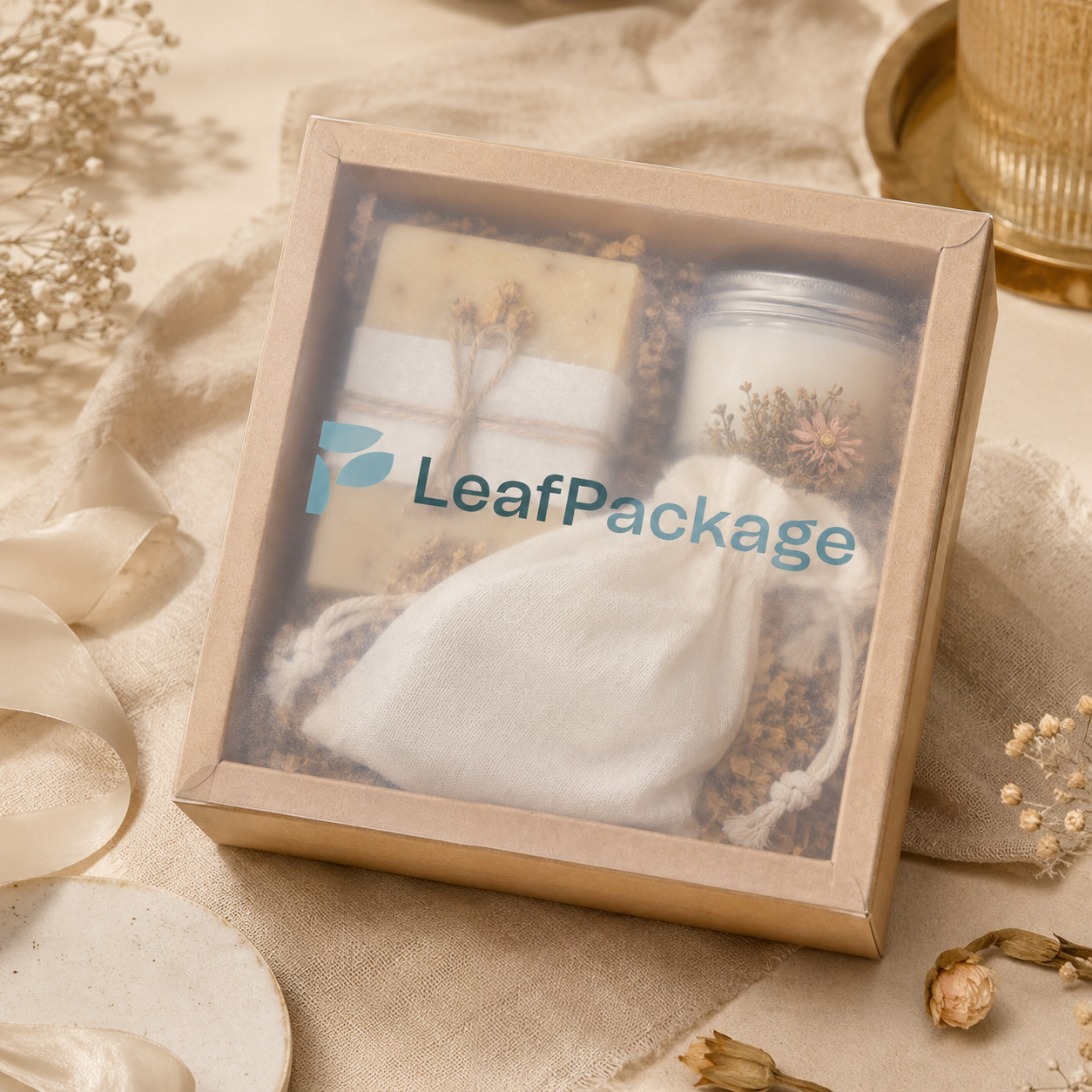Custom Kraft Gift Boxes with Frosted Clear Lid image 1