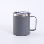 Grey 12oz insulated coffee mug with handle