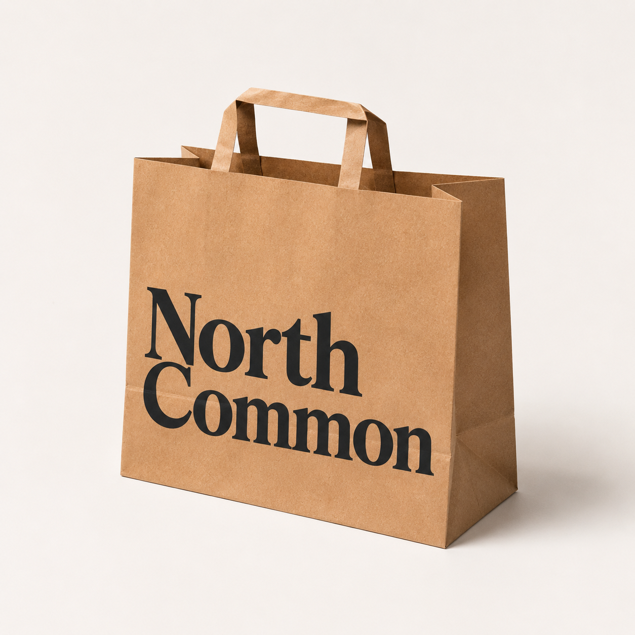 Custom Flat Handle Kraft Paper Shopping Bags with Logo image 1