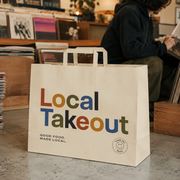 Custom Flat Handle Kraft Paper Shopping Bags with Logo image 2