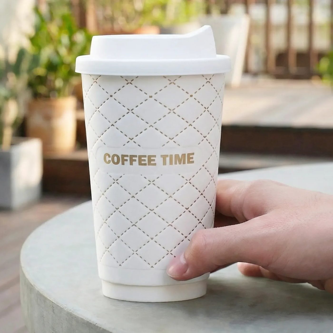 Custom Diamond-Embossed Coffee Cup image 1