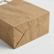 Custom Flat Handle Kraft Paper Shopping Bags with Logo image 12