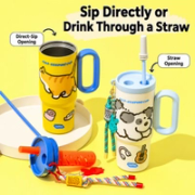 Direct sip and straw drinking options on the insulated tumbler