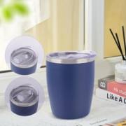 Navy insulated tumbler with clear sliding lid