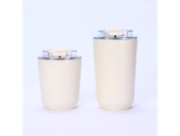 280ml and 380ml cream insulated coffee tumblers shown side by side