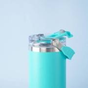 Four handled travel tumblers in coordinated colours