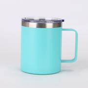 Turquoise 12oz insulated coffee mug with handle