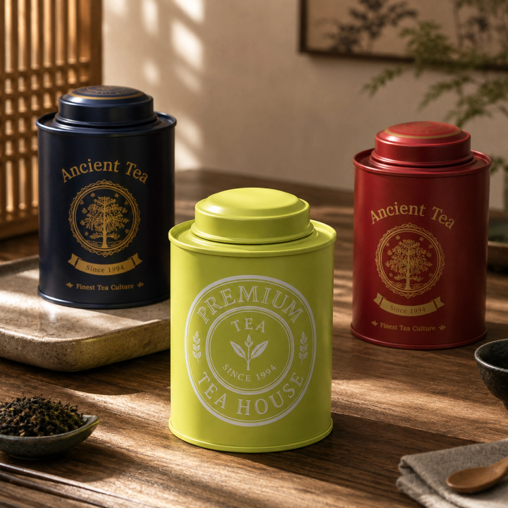 Custom Round Inner Plug Tin Cans for Loose Leaf Tea