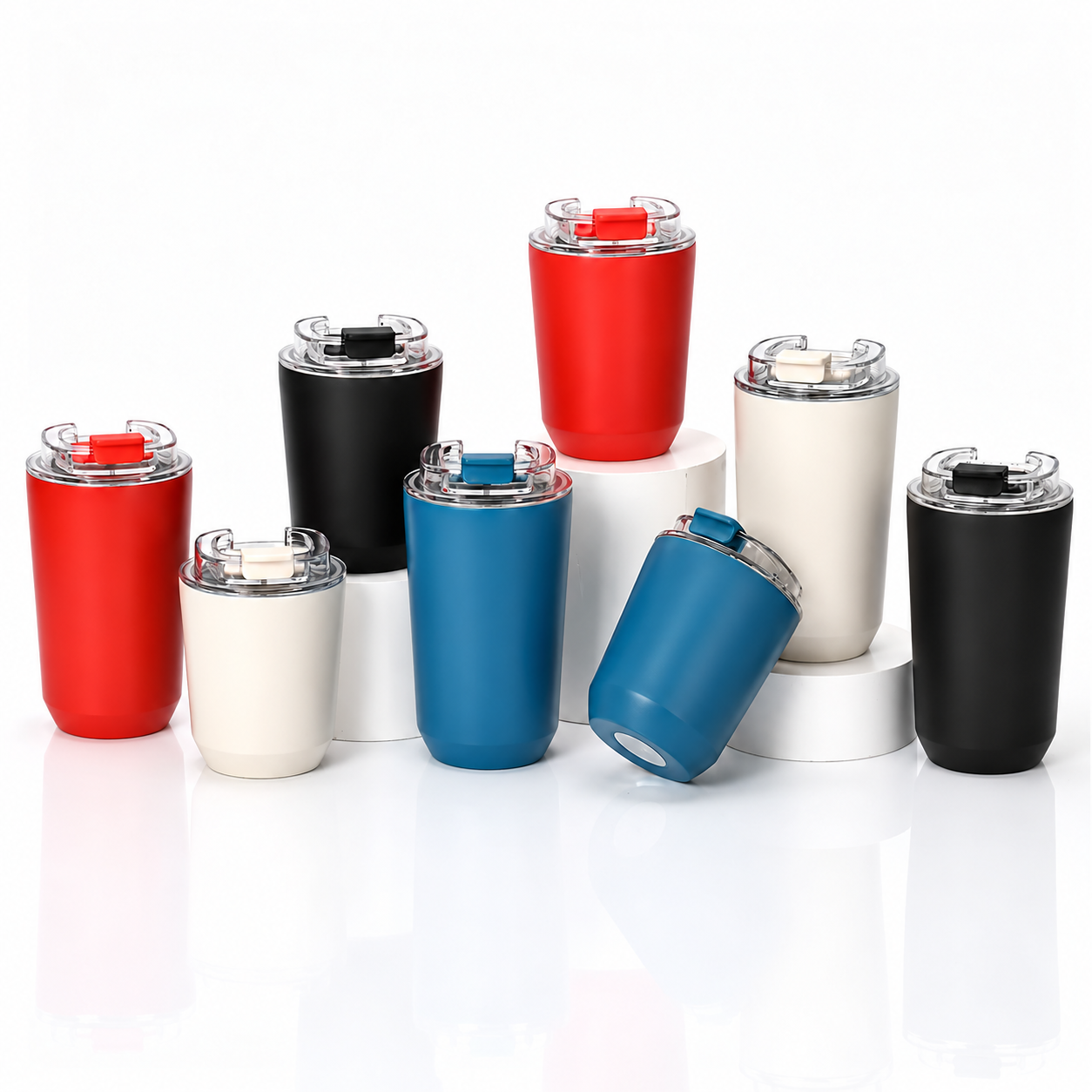 Full colour range of 280ml and 380ml insulated coffee tumblers