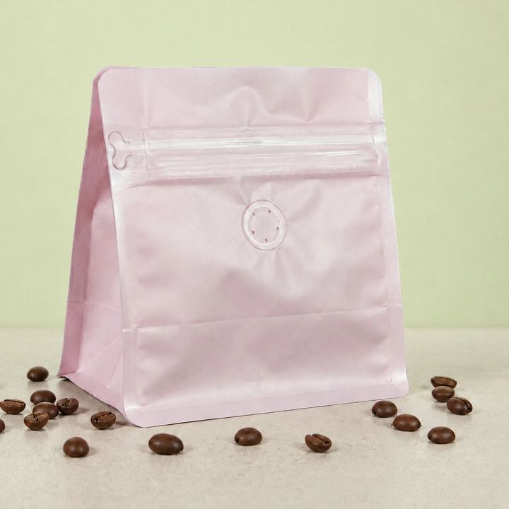 Ready-to-Ship Matte Flat Bottom Blank Coffee Bags – Valve & Zipper Options(No aluminum layer)
