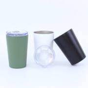 Sage green, white, and black 12oz slim tumblers