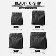 Ready-to-Ship Matte Flat Bottom Blank Coffee Bags – Valve & Zipper Options image 2