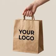 Custom Flat Handle Kraft Paper Shopping Bags with Logo image 11