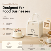 Custom Square Cake Insulated Cooler Takeout Tote Bag with Handle image 4