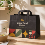 Custom Flat Handle Kraft Paper Shopping Bags with Logo image 7