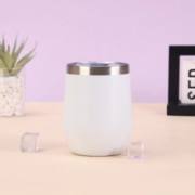 White 12oz egg-shaped insulated tumbler