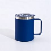 Blue 12oz insulated coffee mug with handle
