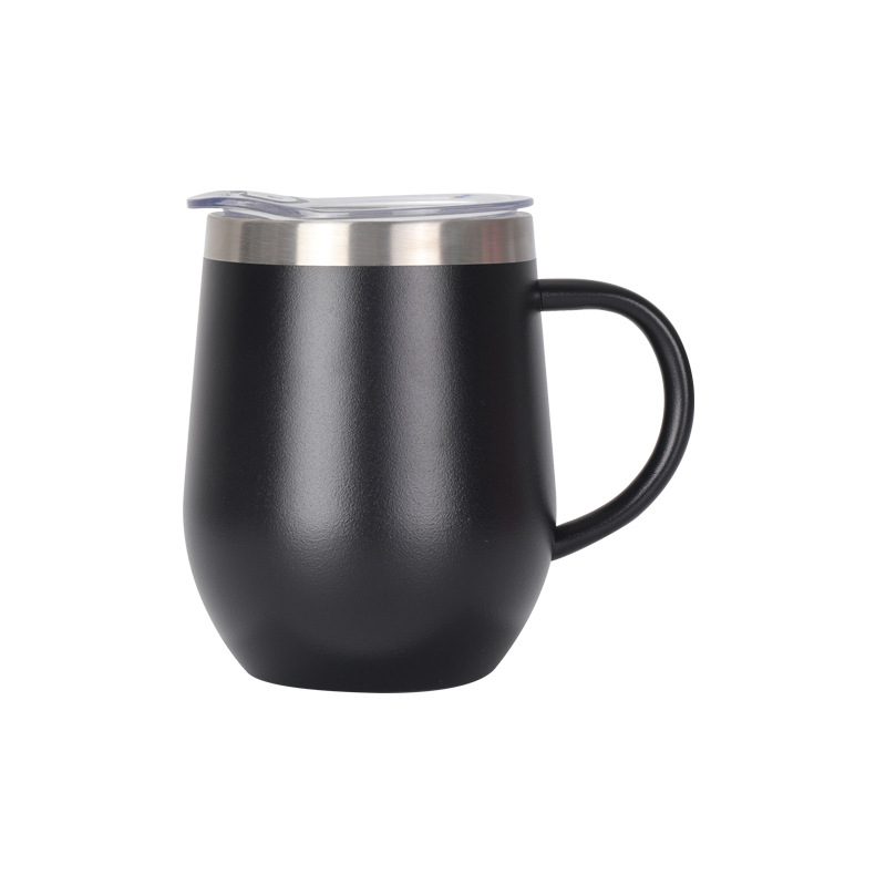 Black 12oz egg-shaped insulated coffee mug