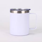 White 12oz insulated coffee mug with handle