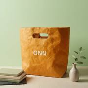 Custom Washable & Durable Kraft Paper Die-cut Handle Tote Bag image 2