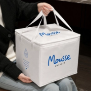 Custom Square Cake Insulated Cooler Takeout Tote Bag with Handle image 1