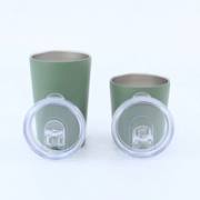 Two slim tumbler sizes with clear sliding lids