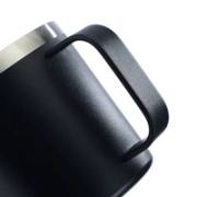 Handle detail on the 12oz stainless steel coffee mug
