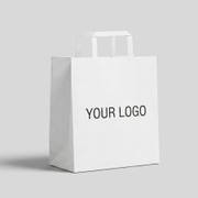Custom Flat Handle Kraft Paper Shopping Bags with Logo image 4