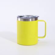 Fluorescent yellow 12oz insulated coffee mug with handle