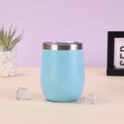 Light blue 12oz egg-shaped insulated tumbler
