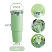 Dimensions and lid details for the 27oz travel tumbler