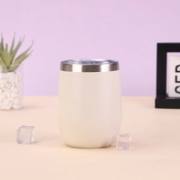 Cream 12oz egg-shaped insulated tumbler