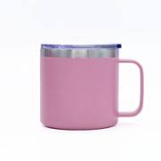 Pink handled insulated coffee mug