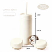 Ivory white 16oz tumbler with three lids