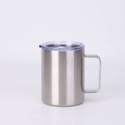 Brushed stainless steel 12oz coffee mug with handle