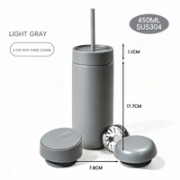 Light grey 16oz tumbler with three lids