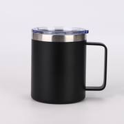 Black 12oz insulated coffee mug with handle