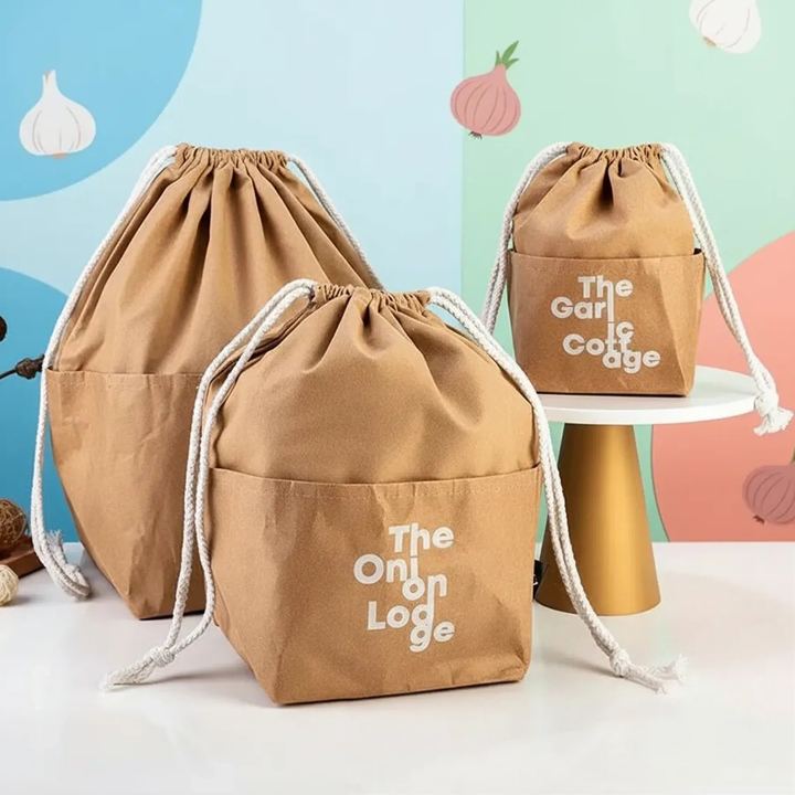 Custom Washable Kraft Paper Drawstring Backpack