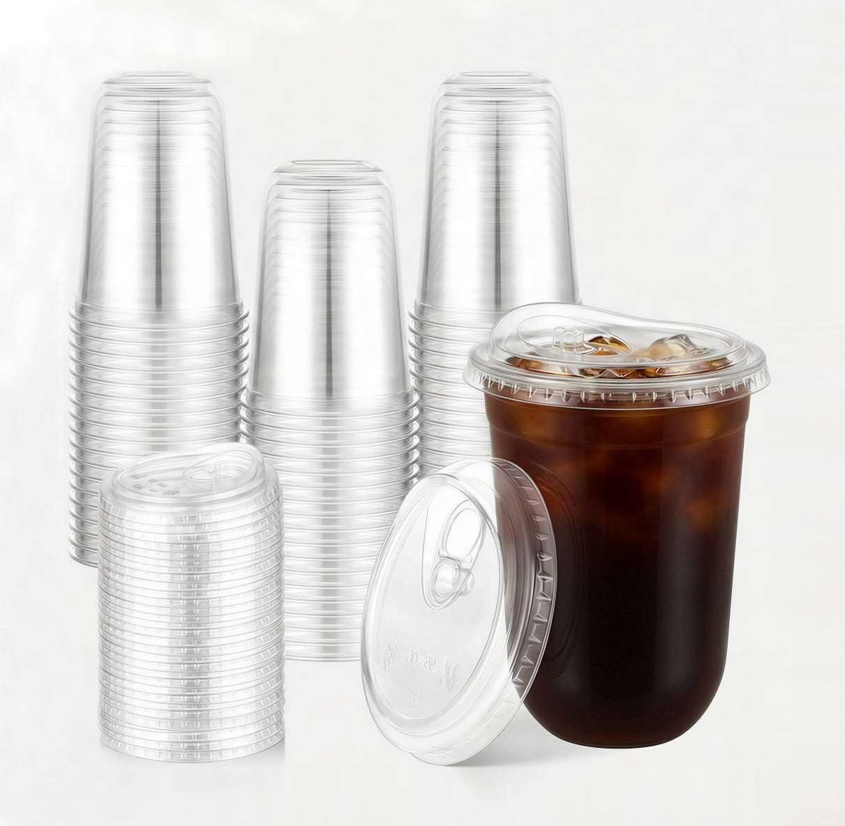 Wholesale Clear PET U-Shaped Cups with Lids image 1