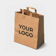 Custom Flat Handle Kraft Paper Shopping Bags with Logo image 9
