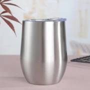 Brushed stainless steel 12oz egg-shaped tumbler