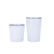 White 8oz and 12oz insulated coffee tumblers