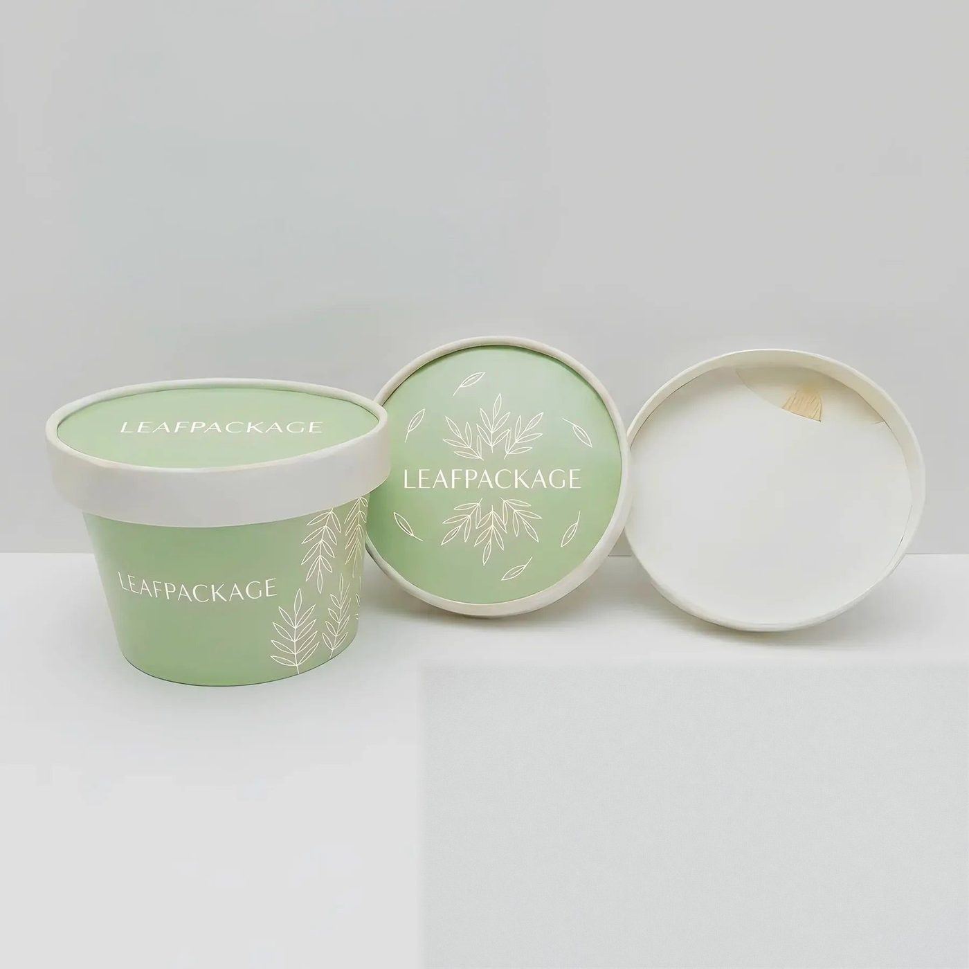 Custom Logo Printed Disposable Ice Cream Cups with Wood Spoon image 1