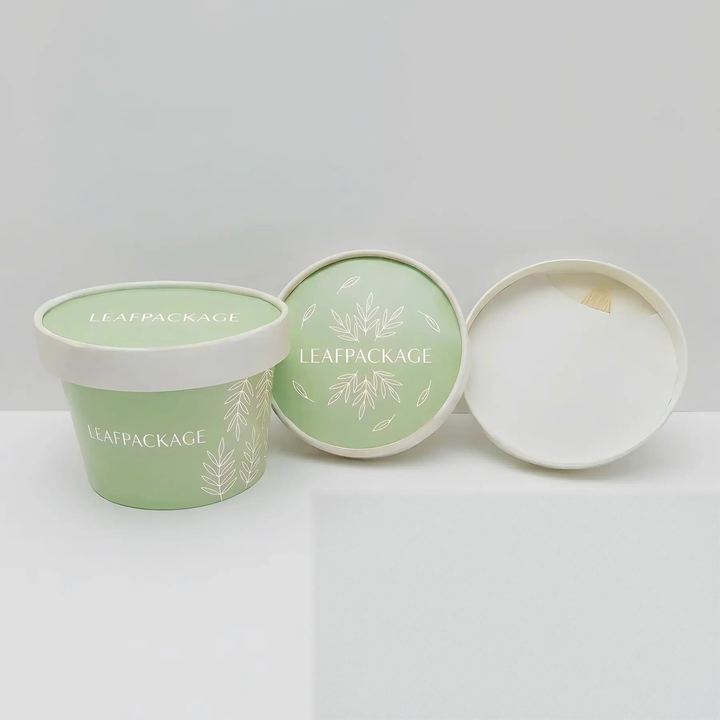 Custom Logo Printed Disposable Ice Cream Cups with Wood Spoon